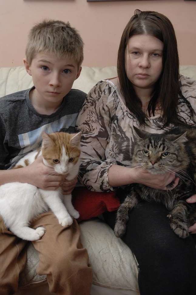 Felix's owners, Liam and Davina Chapman with their two remaining cats.