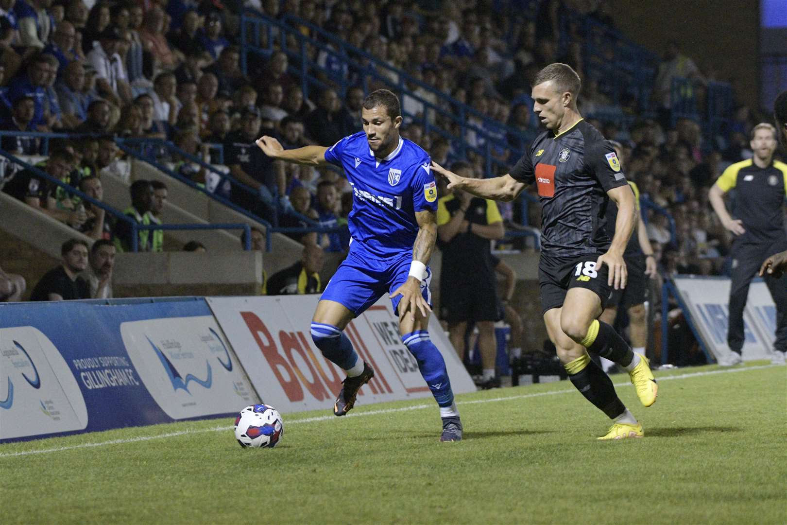 Cheye Alexander in action against Harrogate at Priestfield when the Gills lose 2-0 Picture: Barry Goodwin