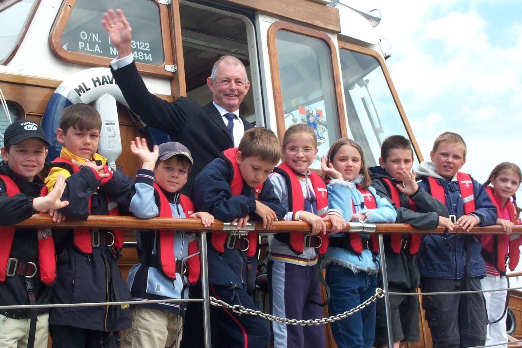 Children from Belarus aboard the Havengore with Owen Palmer in 2004