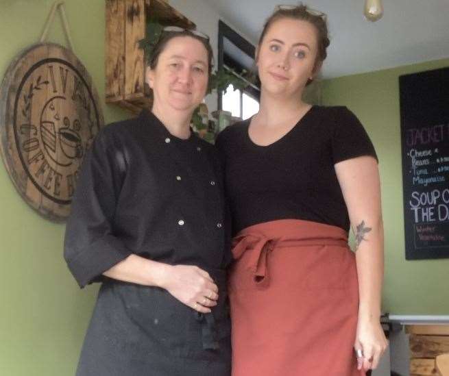 Cora Dunne (right) with her mother, Tina Dunne, who are the proud owners of a coffee shop. Picture: Cora Dunne
