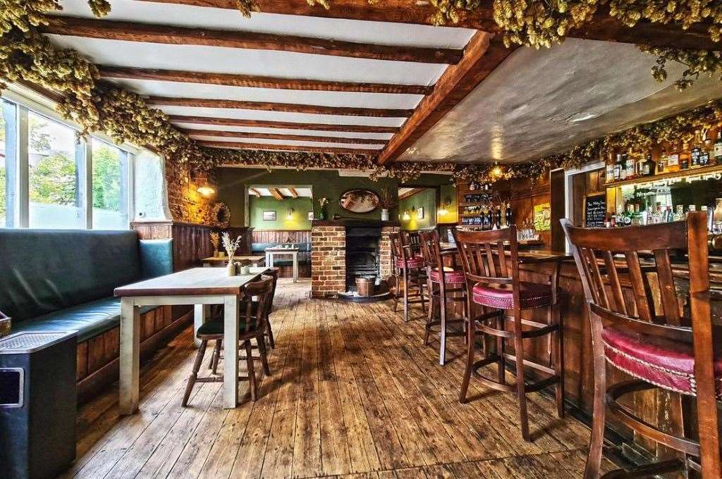 The decorated pub in Wickhambreaux near Canterbury is on the market. Picture: Rightmove
