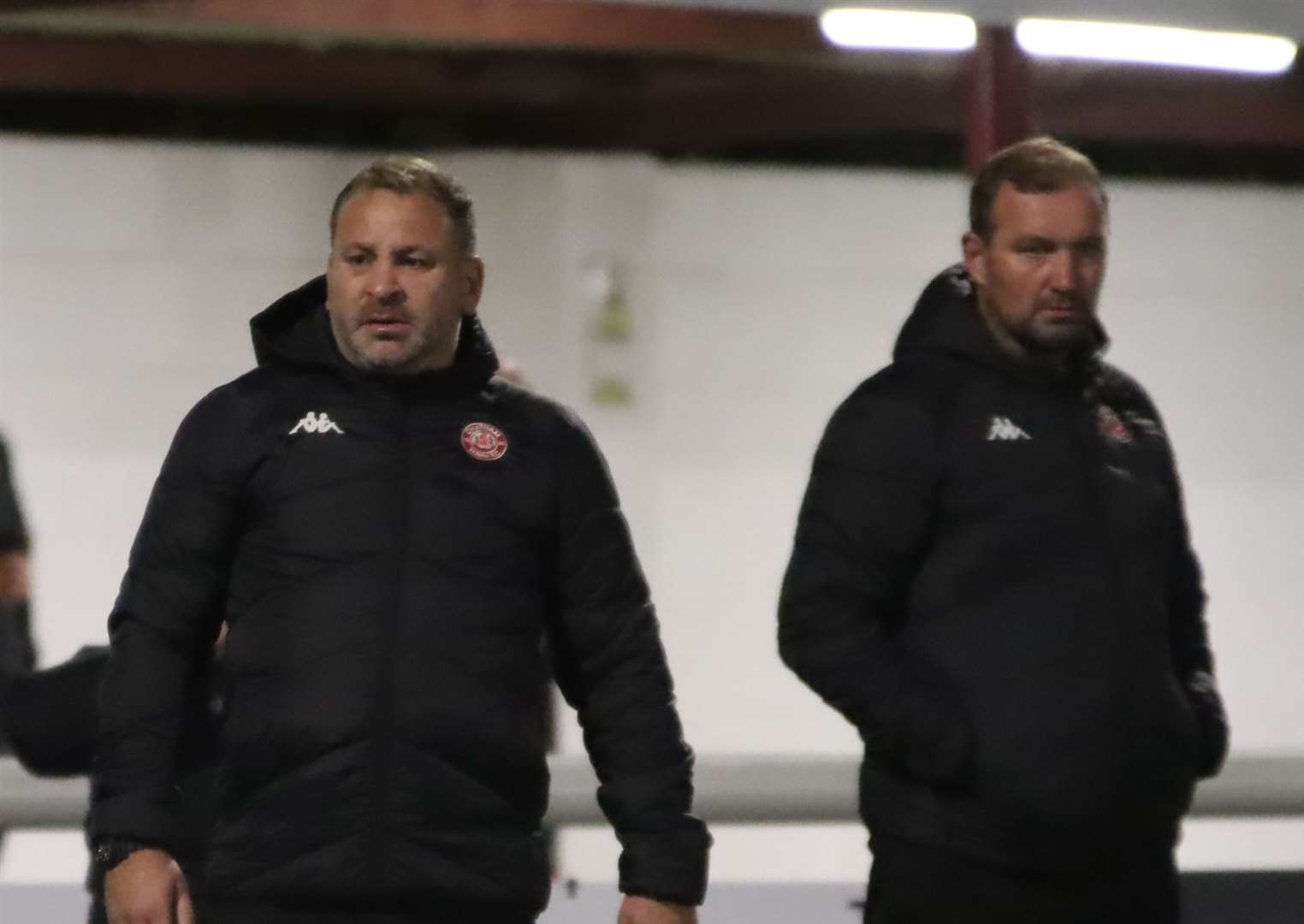 Manager Kevin Hake and assistant Danny Kedwell look on as Chatham beat Tonbridge Angels in the Kent Senior Cup Picture: Max English