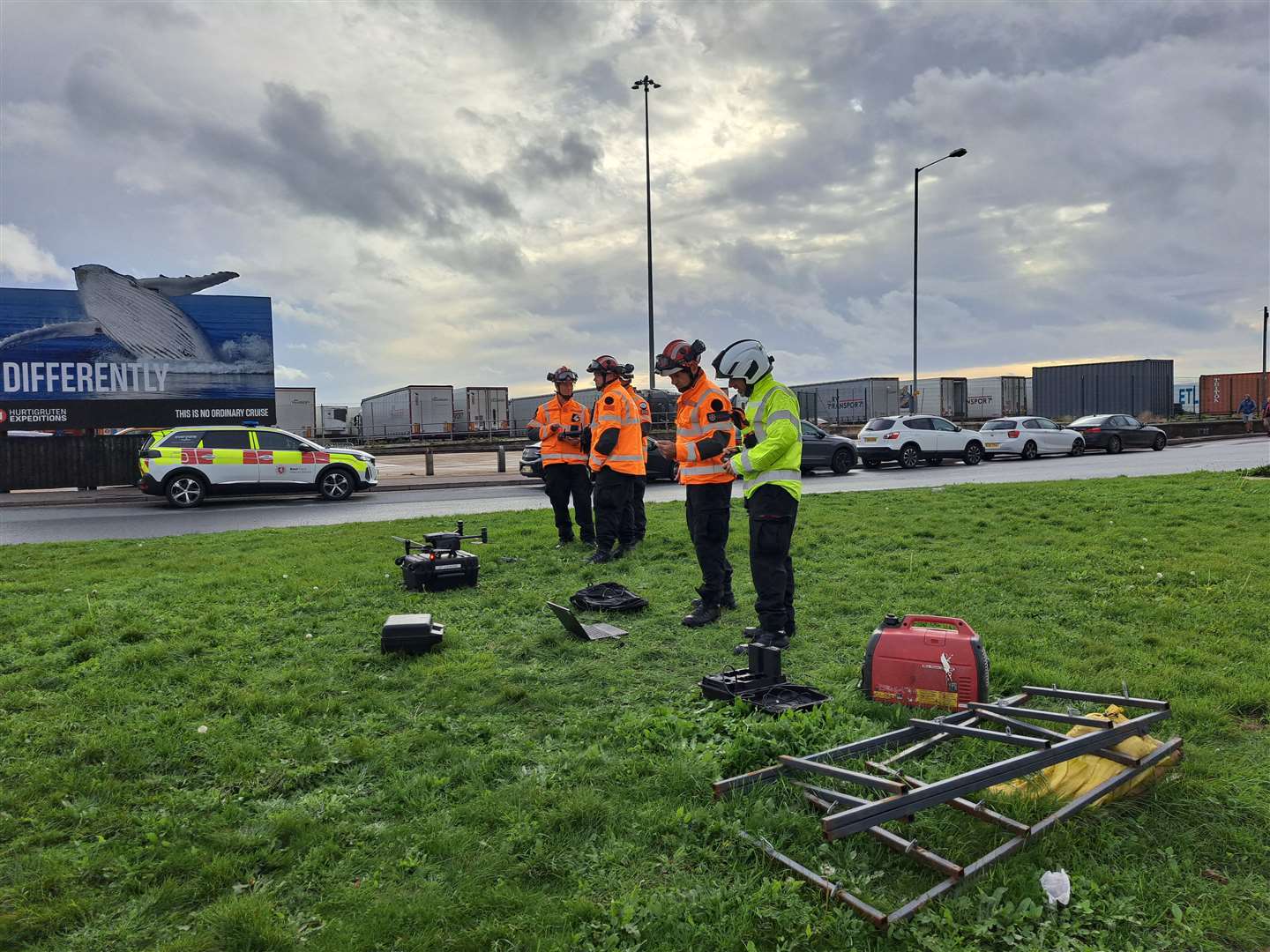 Firefighters at the scene of the petrol bomb attack Photo: Sam Lennon