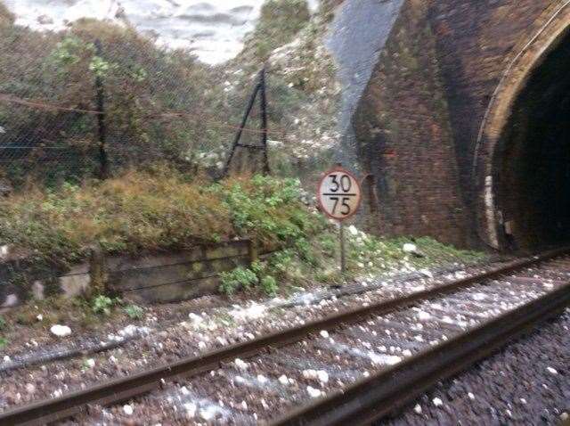 Trains have been halted due to a landslip near the Abbotscliffe Tunnel. Photo: Network Rail
