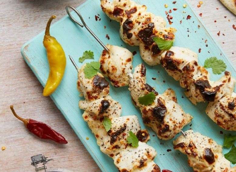 Cheese and chive chicken skewers
