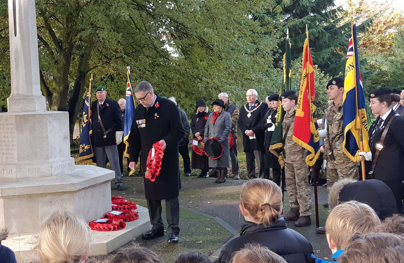 Armistice Day commemoration Deal. Former Mayor Nick Tomaszewski lays a wreath