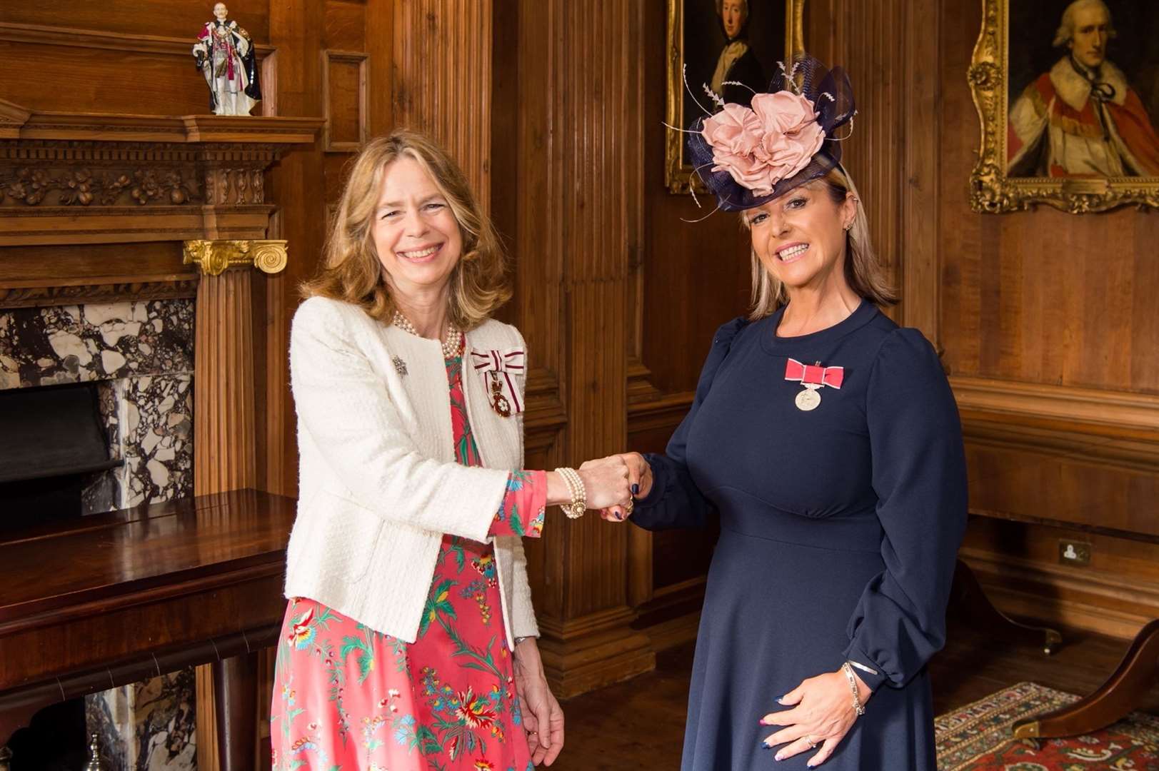Breast cancer fundraiser Kerry Banks BEM with Lord Lieutenant of Kent Lady Colgrain Picture: Russell Harper