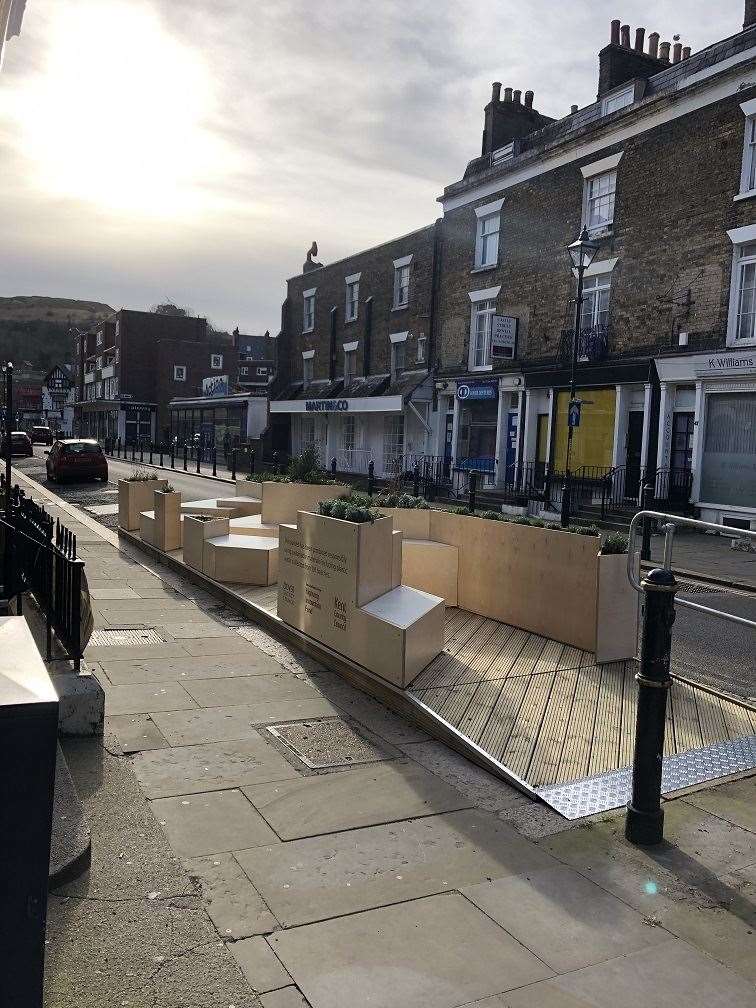 The parklet at Castle Street, which caused particular anger among locals. Picture: Adeline Reidy