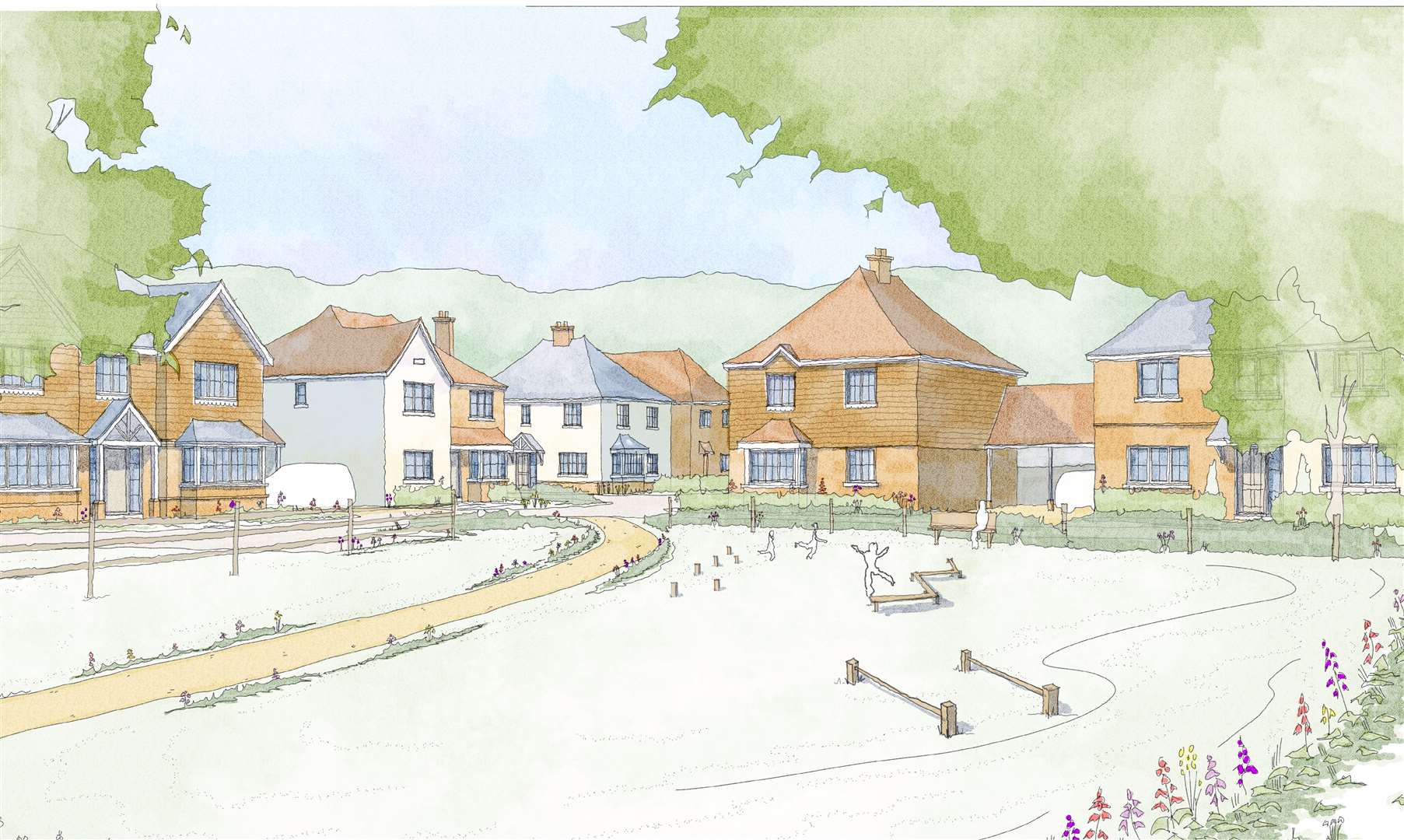 An artist's impression of the proposed homes on land at Archers Low Farm in Sandown Road. Picture: Clague Architects