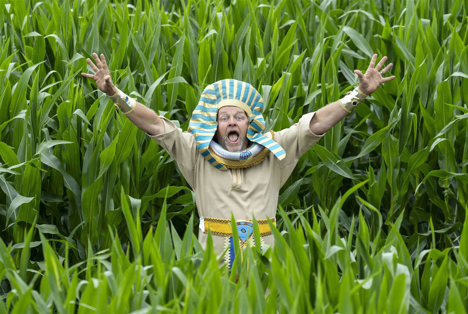 Farmer Tom Pearcy at the launch of the York Maze, which this year marks the centenary of the discovery of Tutankhamun’s tomb (Danny Lawson/PA)