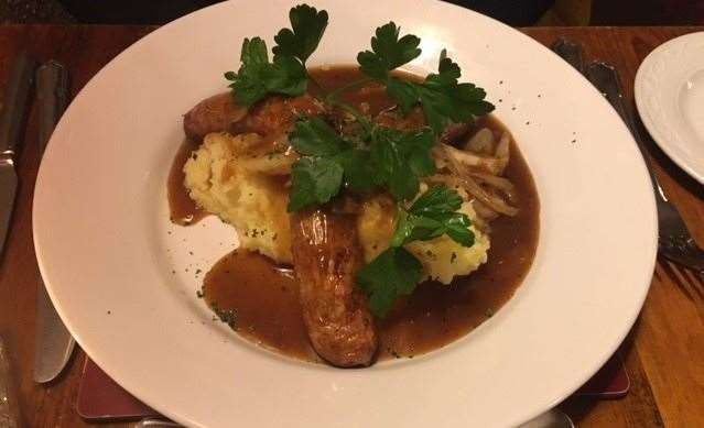 Mrs SD chose an old favourite from the menu and opted for sausage and mash with onion gravy for £13.95