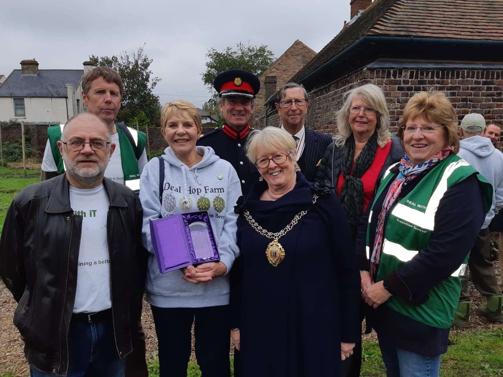 Founding members Charles Franklin, Stephen Wakeford, Vicki Nicholls, Eileen Rowbotham, Rosie Rechter and Jane Stubbington with Vice Lord Lieutenant of Kent Richard Oldfield OBE and Col Jo Gunnell