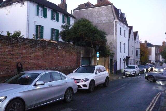 Cars parked on double yellow lines in St Margret's Street in Rochester. Picture: Lloyd Morgans