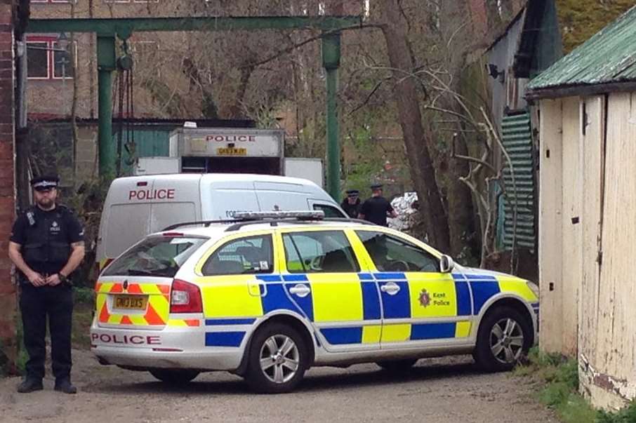 Police in Lyons Crescent, Tonbridge, where Kieron Knowlden's body was found