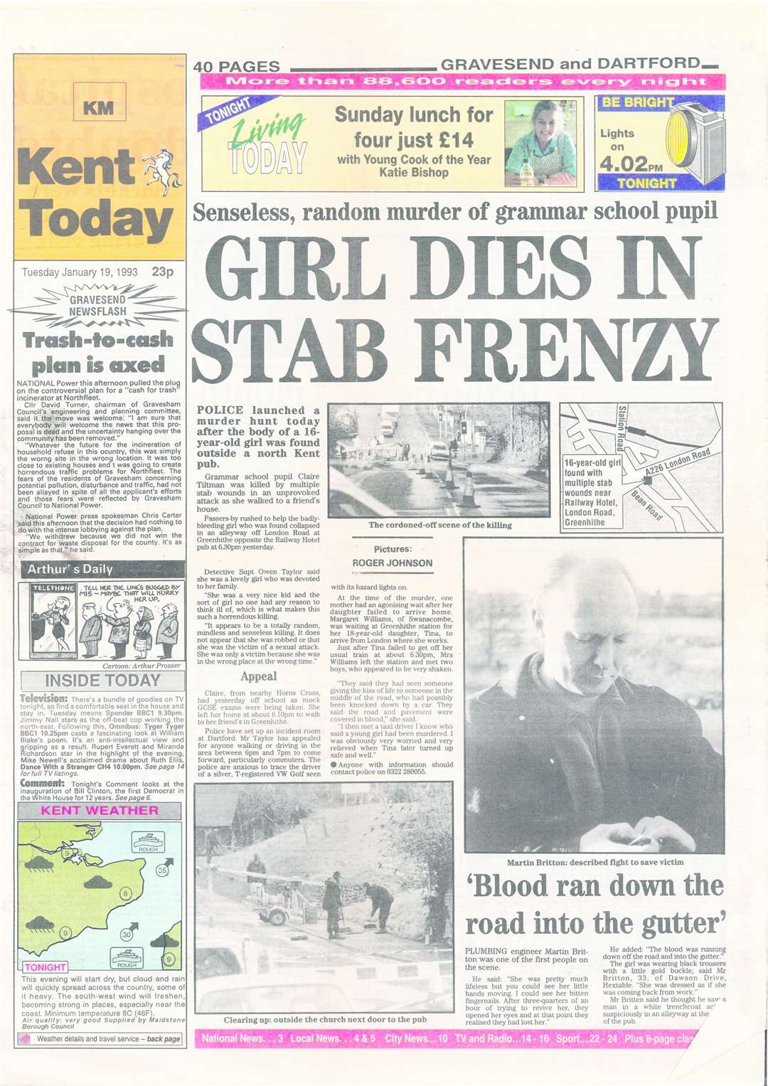 Kent Today's front page on January 19, 1993