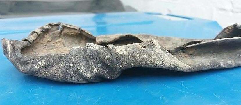 This leather shoe found in mud in the Thames Estuary was found to be about 1,000 years old