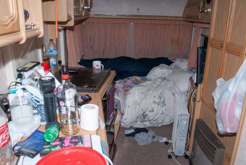 Inside the caravan where Alfie Phillips was murdered by his mum, Sian Hedges, and her boyfriend, Jack Benham. Pic: CPS