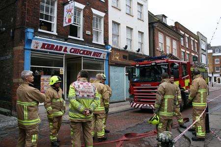 Fire at the Kebab and Chicken Hut in Rochester High Street.