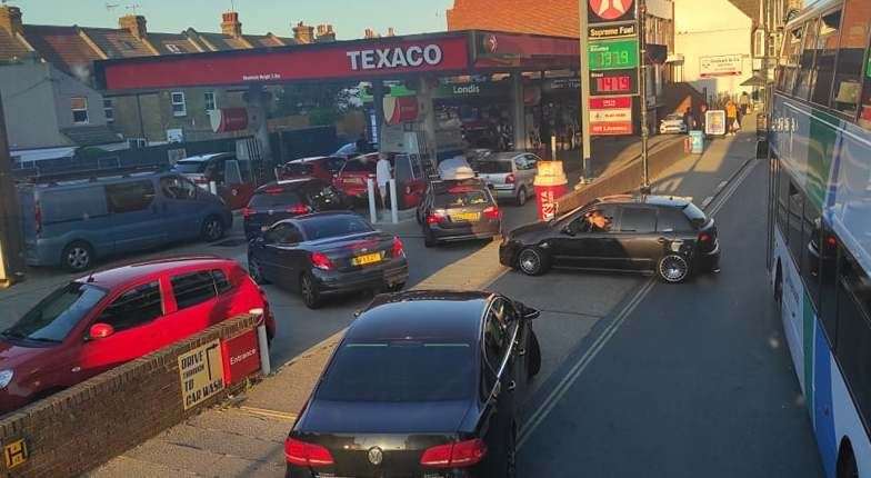 In Herne Bay, cars were pulling out in front and behind buses as they tried to access a petrol station Pic: Kirsty H