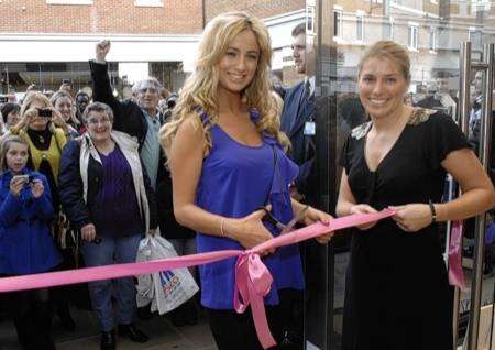 Big Brother star Chantelle Houghton opens Canterbury's new La Senza store in the Whitefriars with manager Anneliese Singfield.