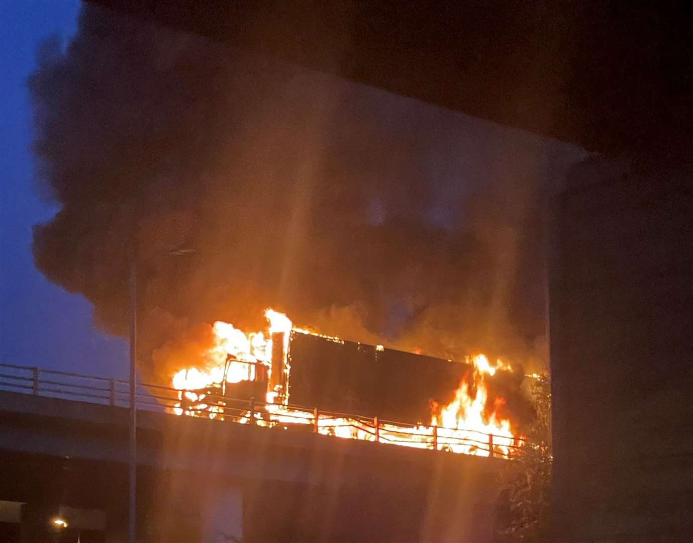 An HGV went up in flames near Rochester. Picture: KOSTAMIZE