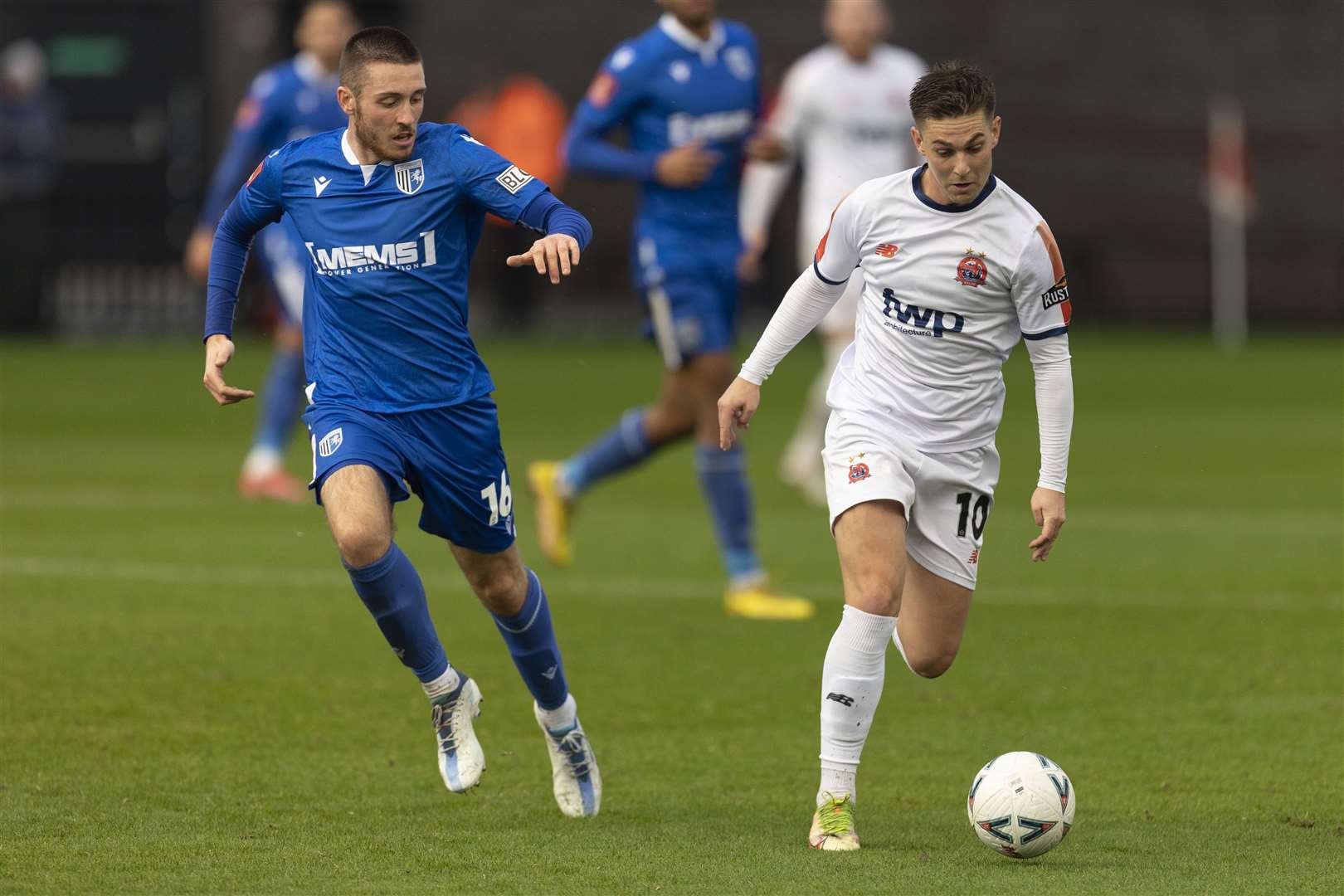 Dom Jefferies in action for Gillingham away to AFC Fylde Picture: KPI