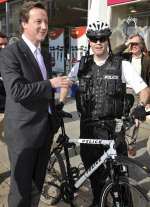 Cyclist Cameron meets a pedal patrol policeman
