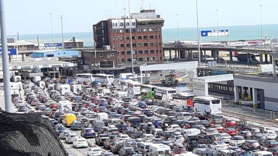 Traffic often builds up at the port during peak travel days
