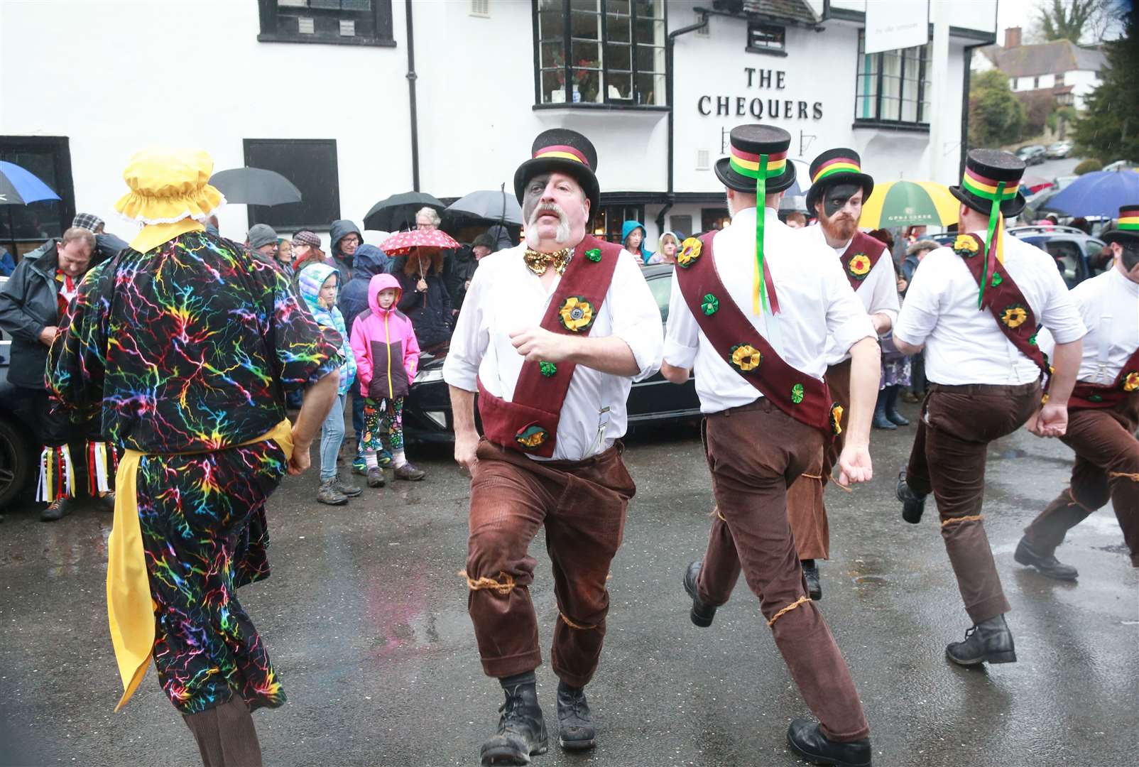 Morris dancers outside the pub on Boxing Day 2019