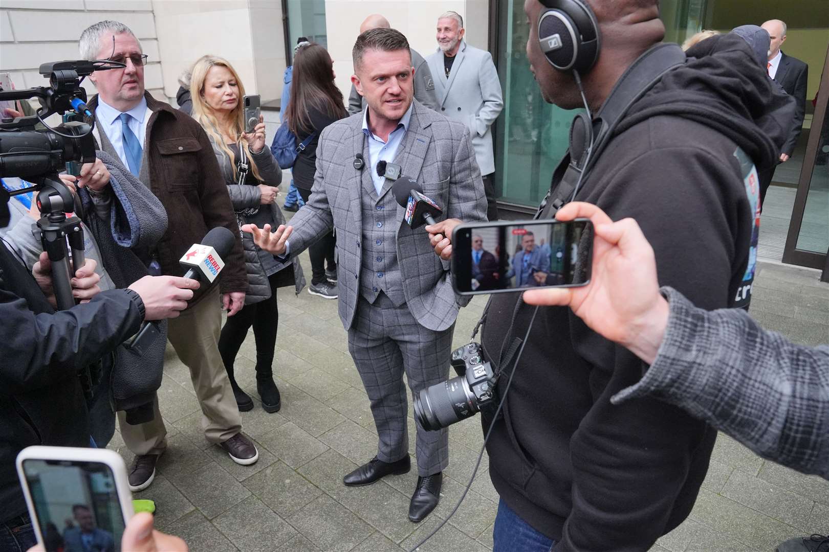 Tommy Robinson outside Westminster Magistrates’ Court (Jonathan Brady/PA)