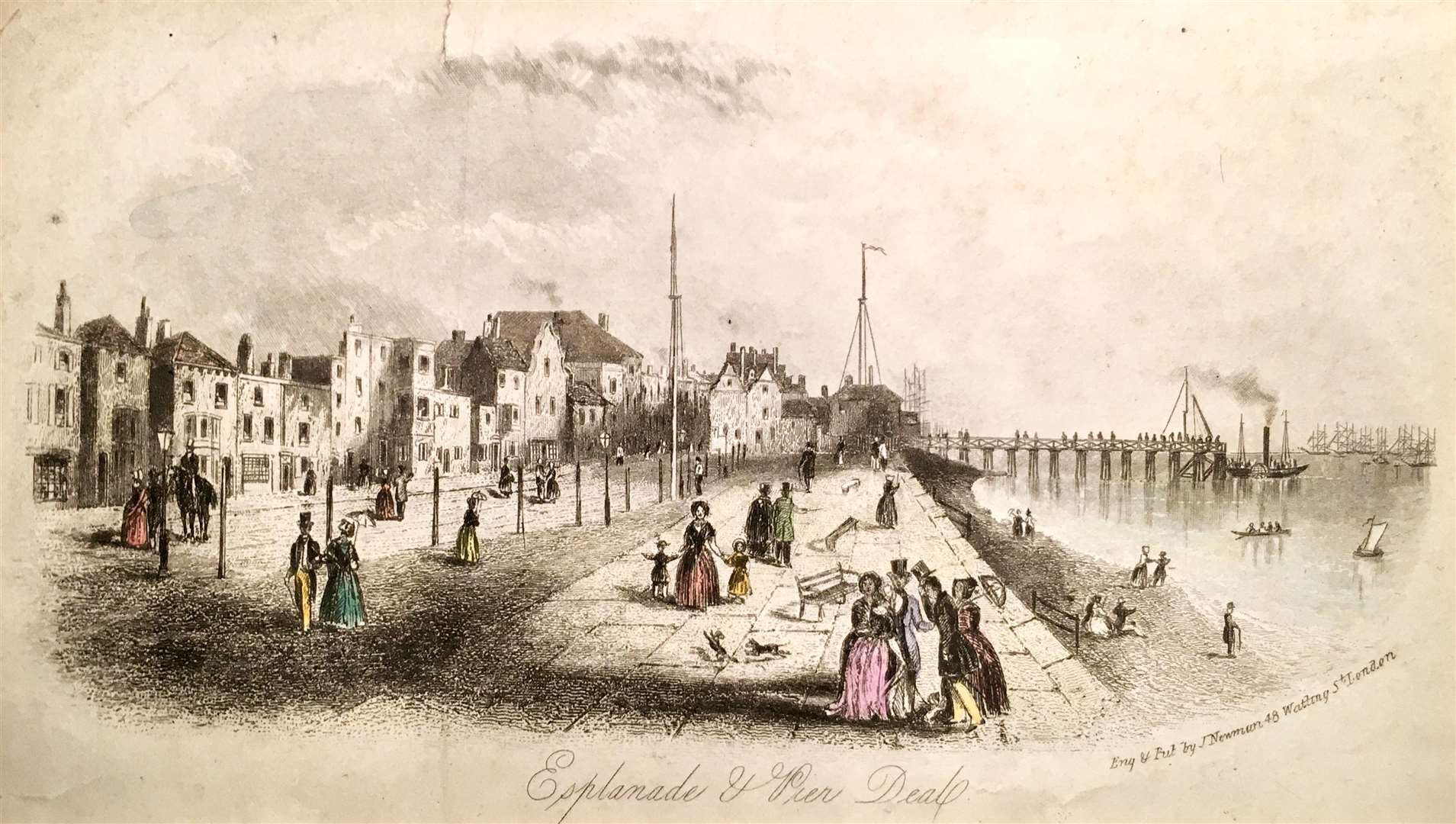 A mid-1800s print looking northward along the Pier Parade
