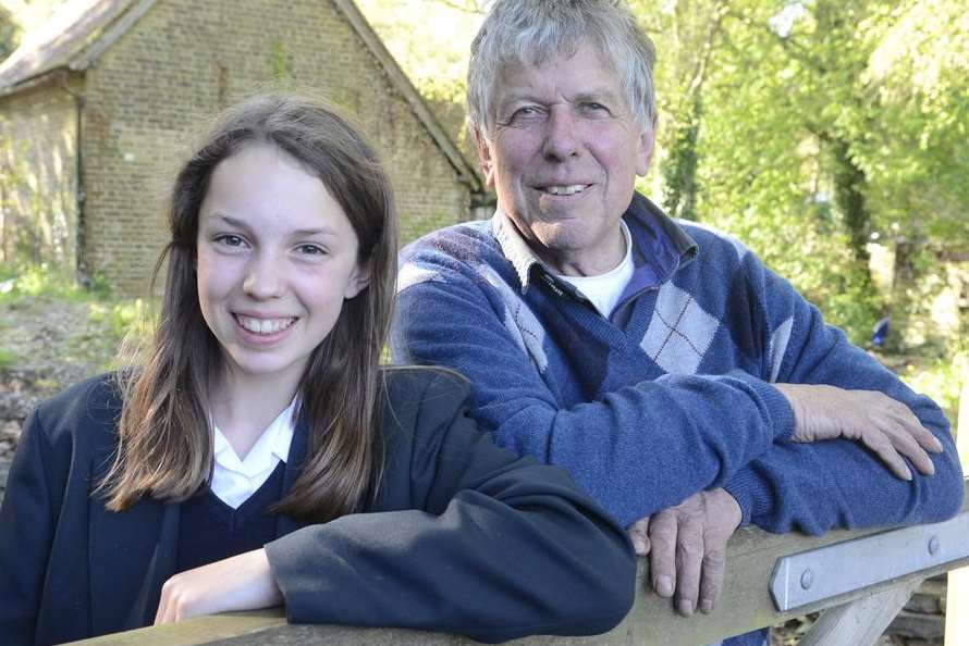 Victoria Leidig, from Adisham, with her father David