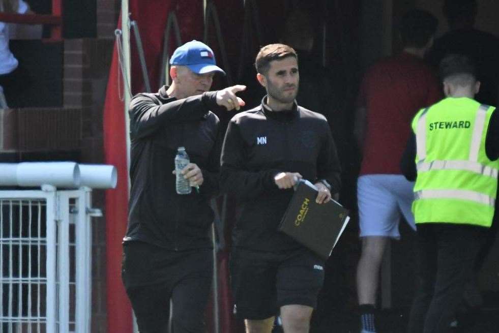Sheppey United assistant Marcel Nimani with manager Ernie Batten Picture: Marc Richards