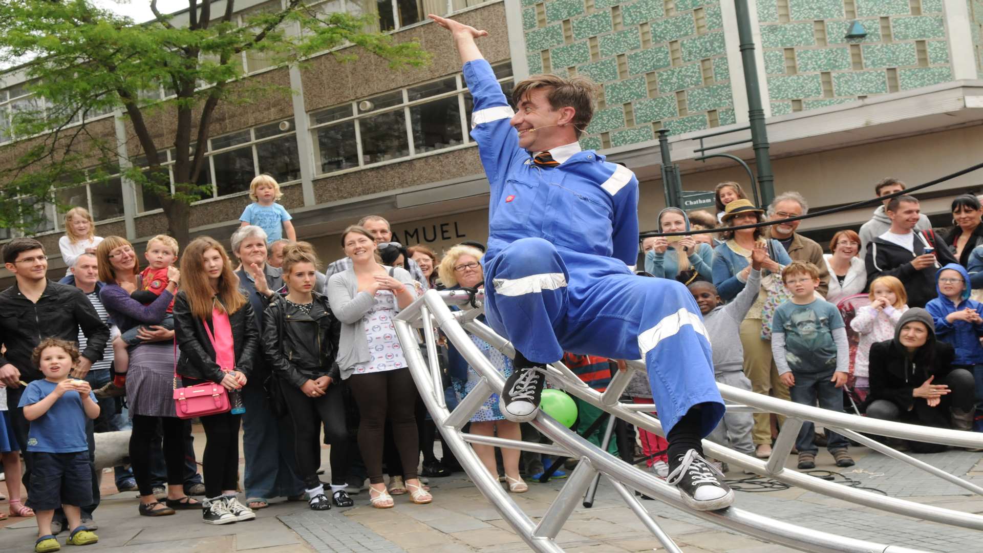 George Orange, the Man on the Moon, performing in Chatham High Street last year.