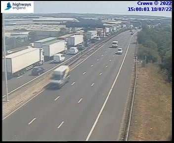 Traffic approaching the Dartford Crossing after a crash on the clockwise carriageway. Image: Highways England