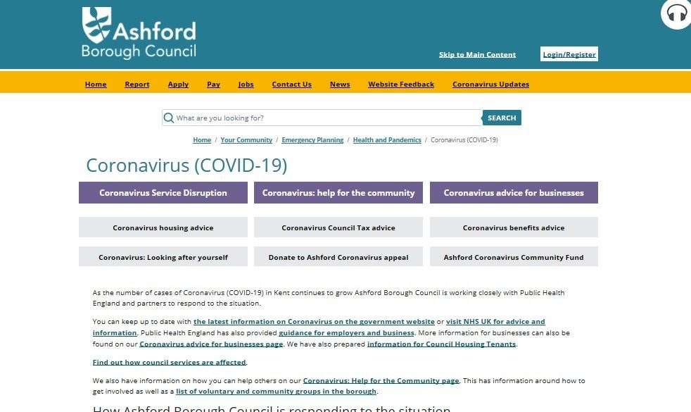 The Ashford Borough Council website has a comprehensive supply of information on the coronavirus pandemic