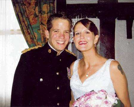 Capt Dan Read with his sister Rebecca Huntingford at her wedding in 2006