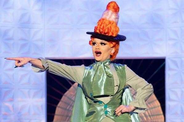 Performer River Medway walked the runway on RuPaul's Drag Race dressed as Chatham's Thomas Waghorn statue. Picture: BBC Three