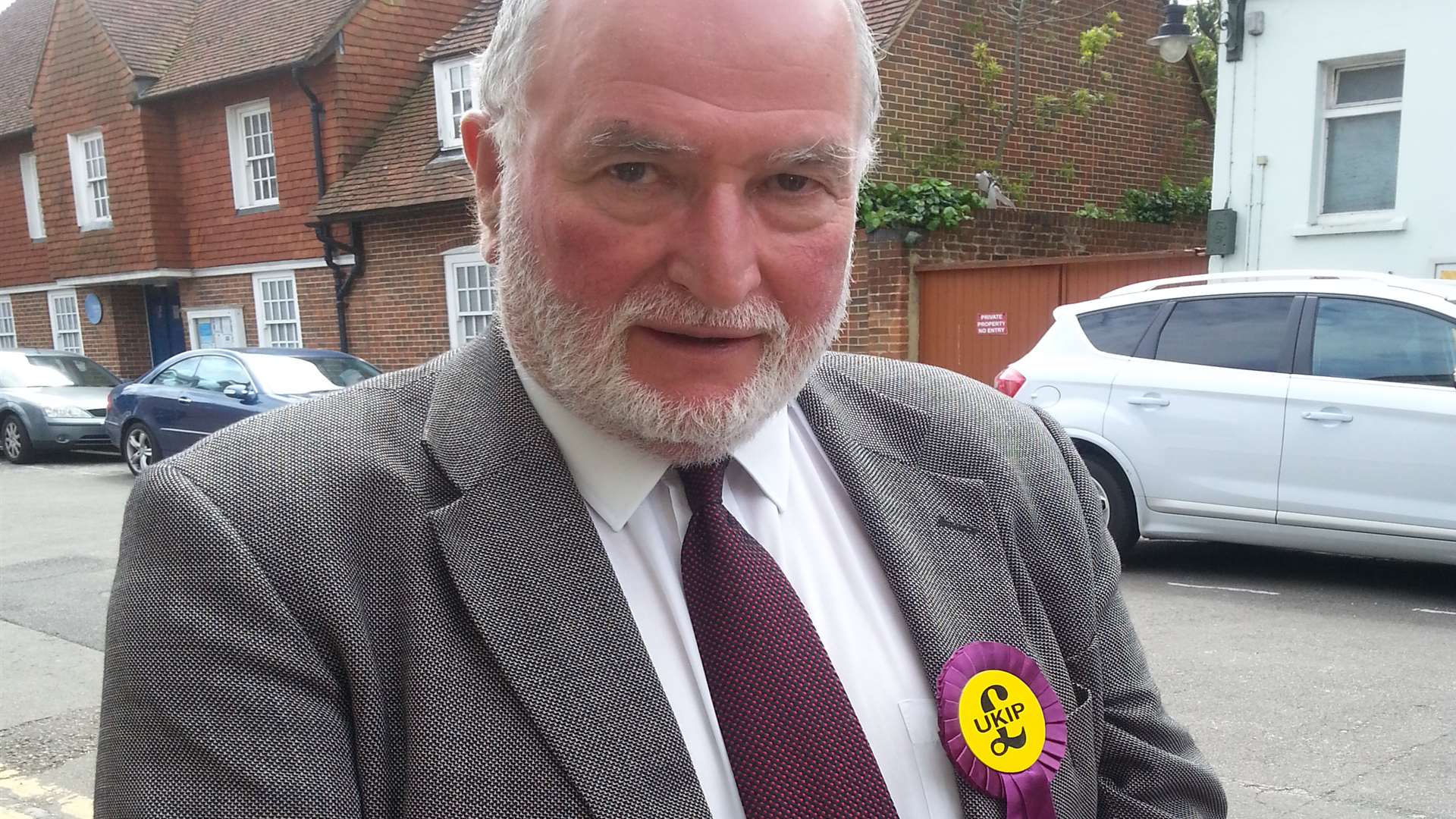 Ukip's David Hirst outside the count.