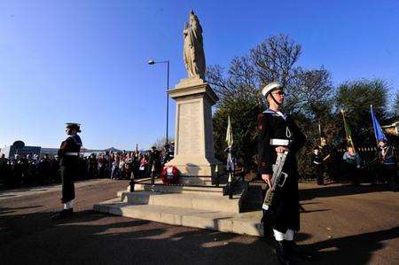 The Remembrance Sunday service at the Sheerness war memorial