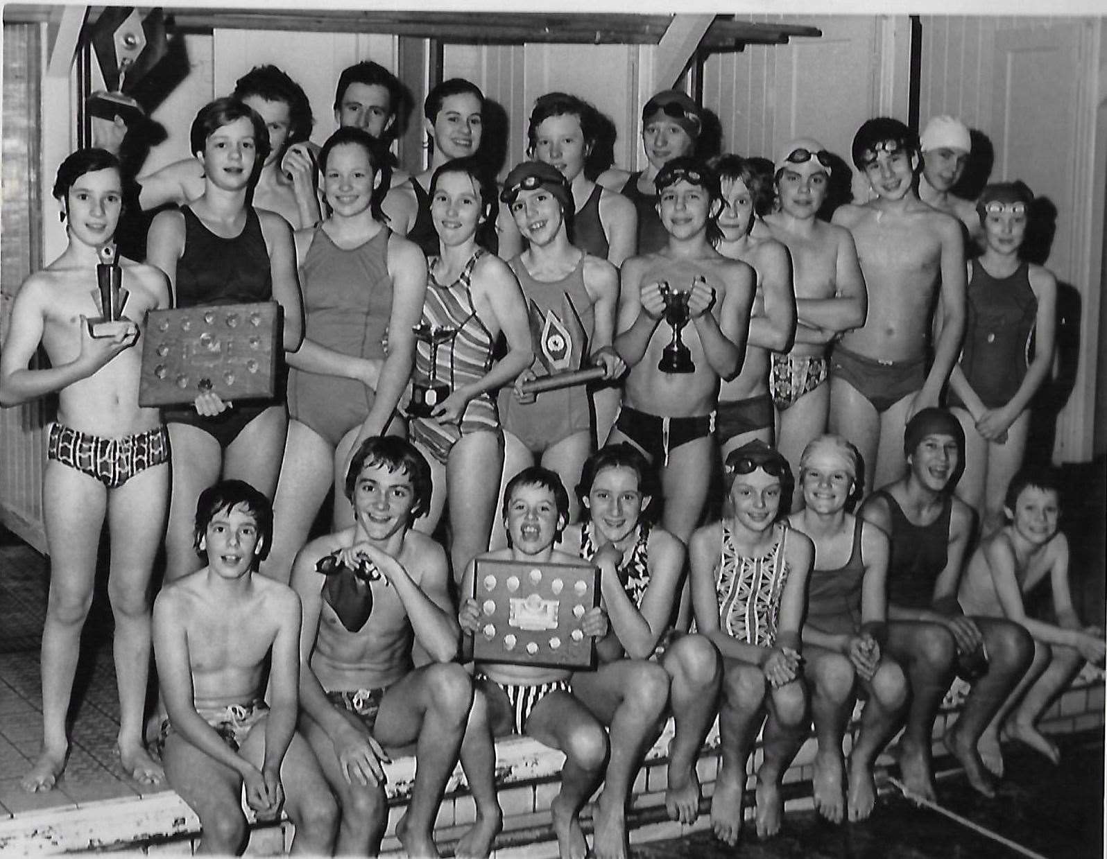 A squad picture thought to have been taken in the 1980s. Picture: Black Lion Swimming Club