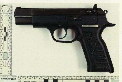 A 9mm handgun was retrieved after being thrown from a car. Picture: Met Police