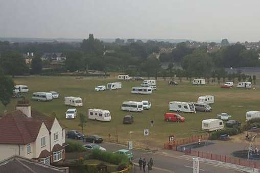 Travellers on the Memorial Park. Picture: Amber Hodge