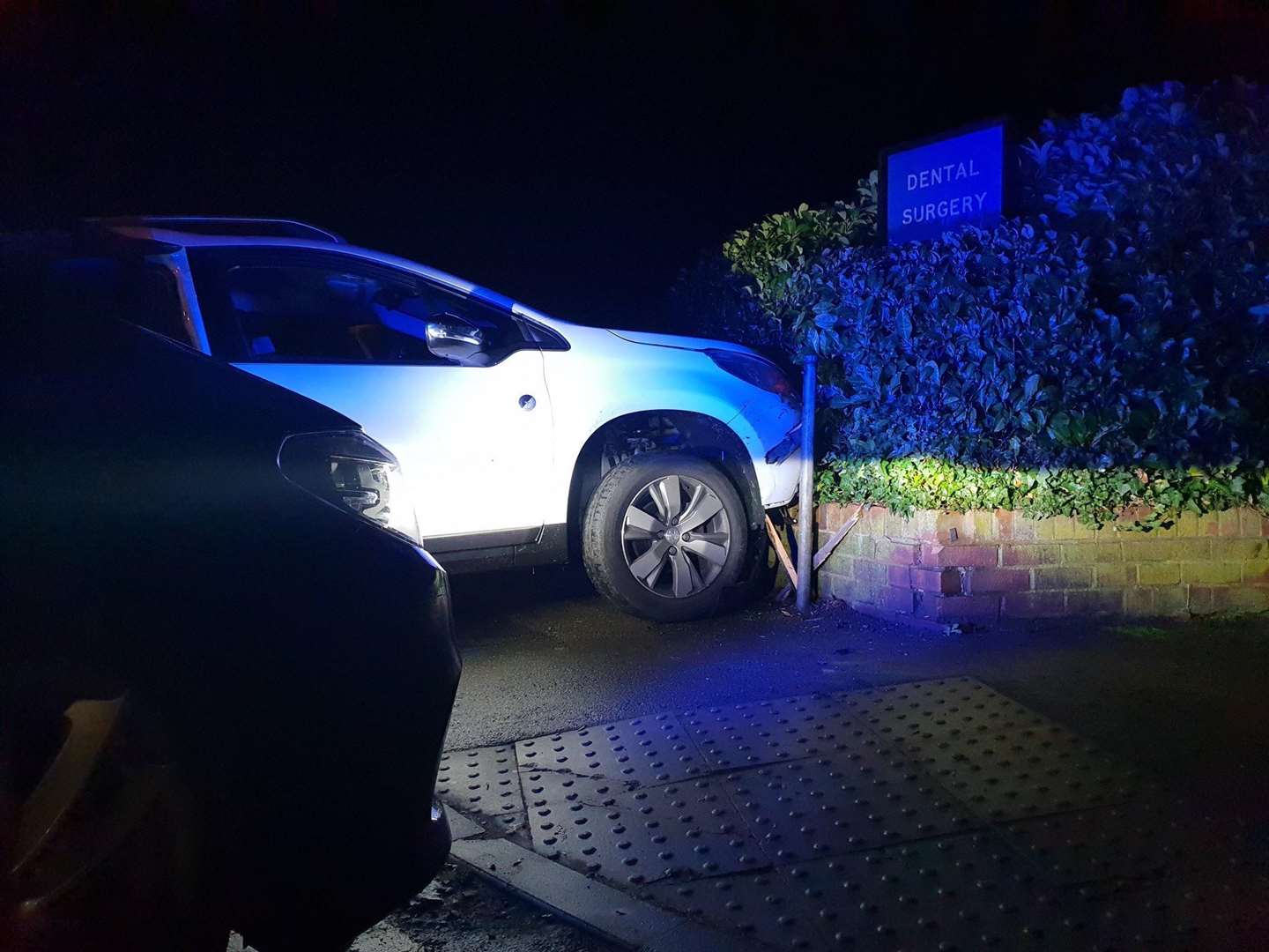 Kent police made an arrest after a suspected drink driver crashed into a dental surgery in Maidstone. Pic: Kent Police RPU (6023465)