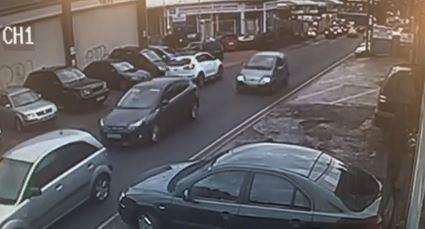 The car is seen weaving in and out of traffic in the North Farm area of Tunbridge Wells