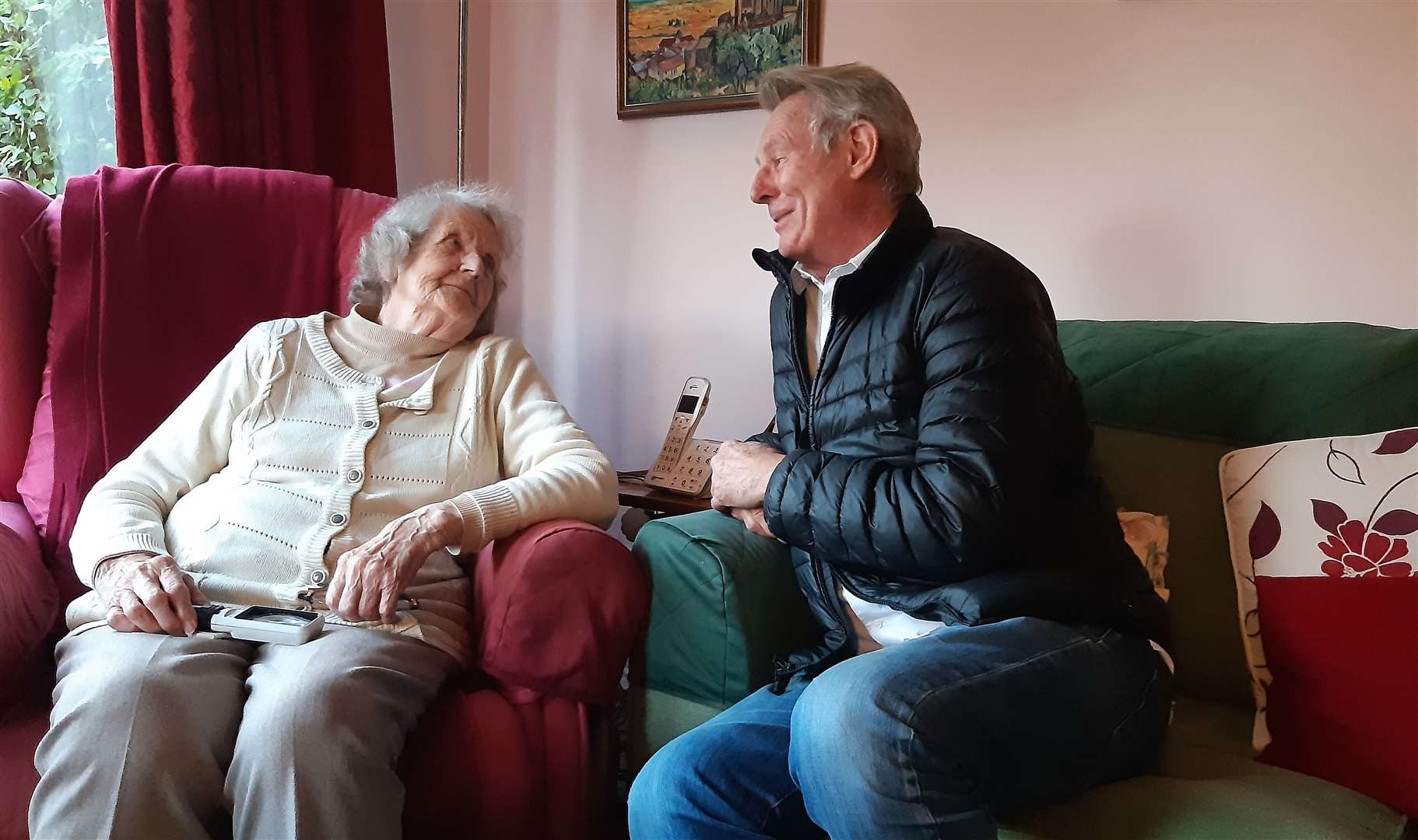 Joan Pover, who turns 100 this Christmas Day, with her son Martin