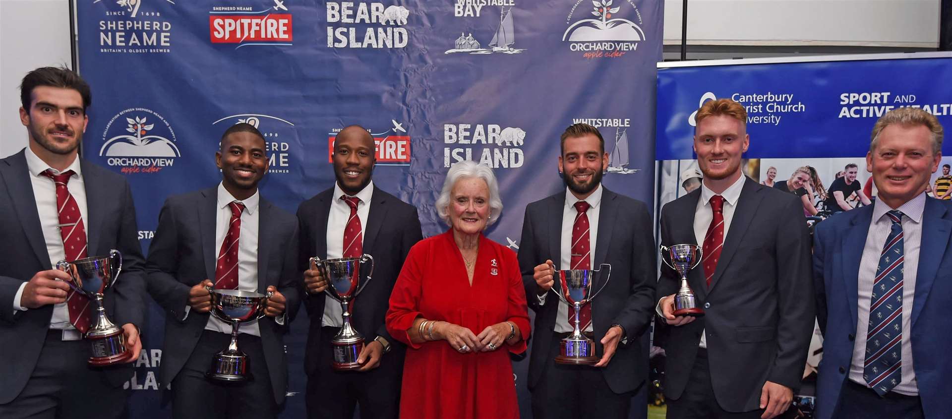 Tawanda Muyeye, second from left, was named Kent’s emerging player-of-the-year at their 2023 end-of-season awards night. Picture: Ian Scammell