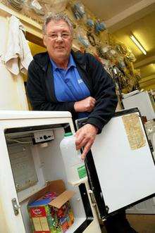 Brian Spoor with 'Britain's oldest fridge'?
