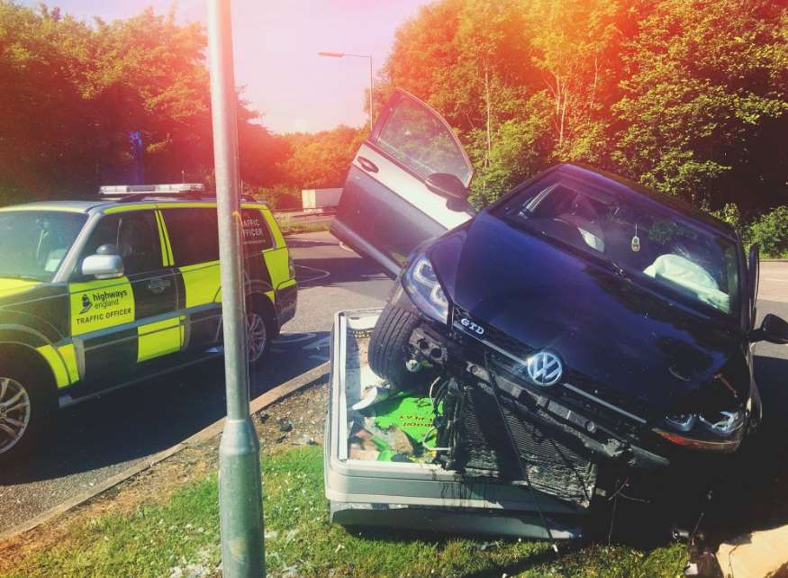 Police were called just after 9am to the services. Pic: @kentpoliceroads on Twitter