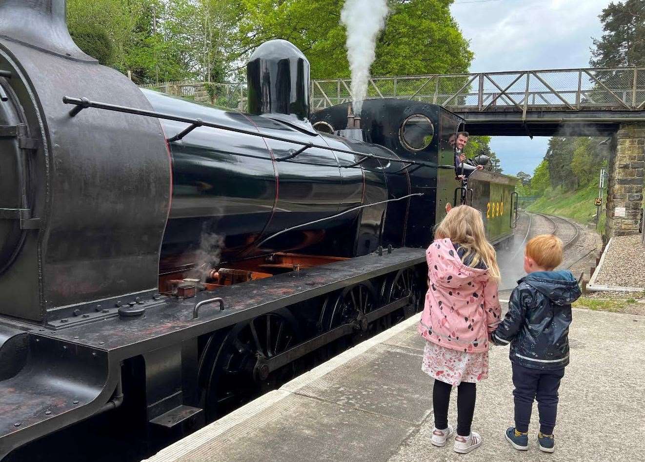 Children can meet Peppa Pig on the platform at Groombridge. Picture: Spa Valley Railway